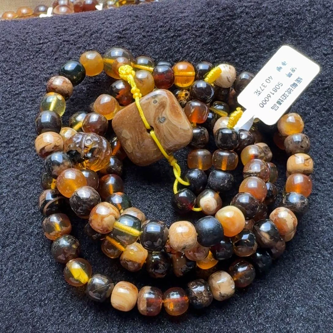 琥珀未镶嵌珠宝奇石8mm老型多宝108