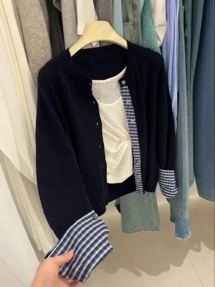 春季单排扣毛衣外套