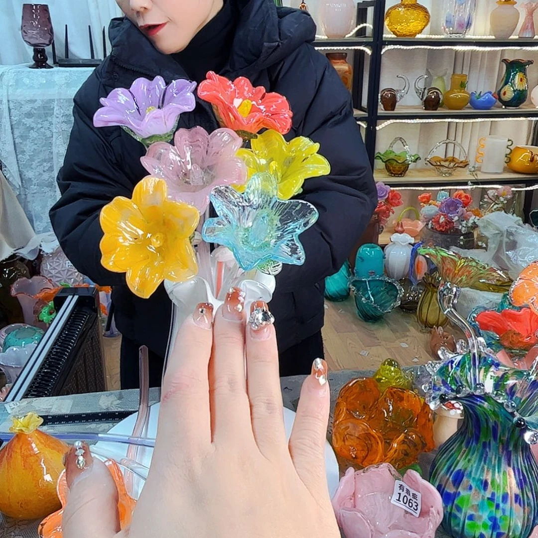 6朵百合家悦美居琉璃摆件