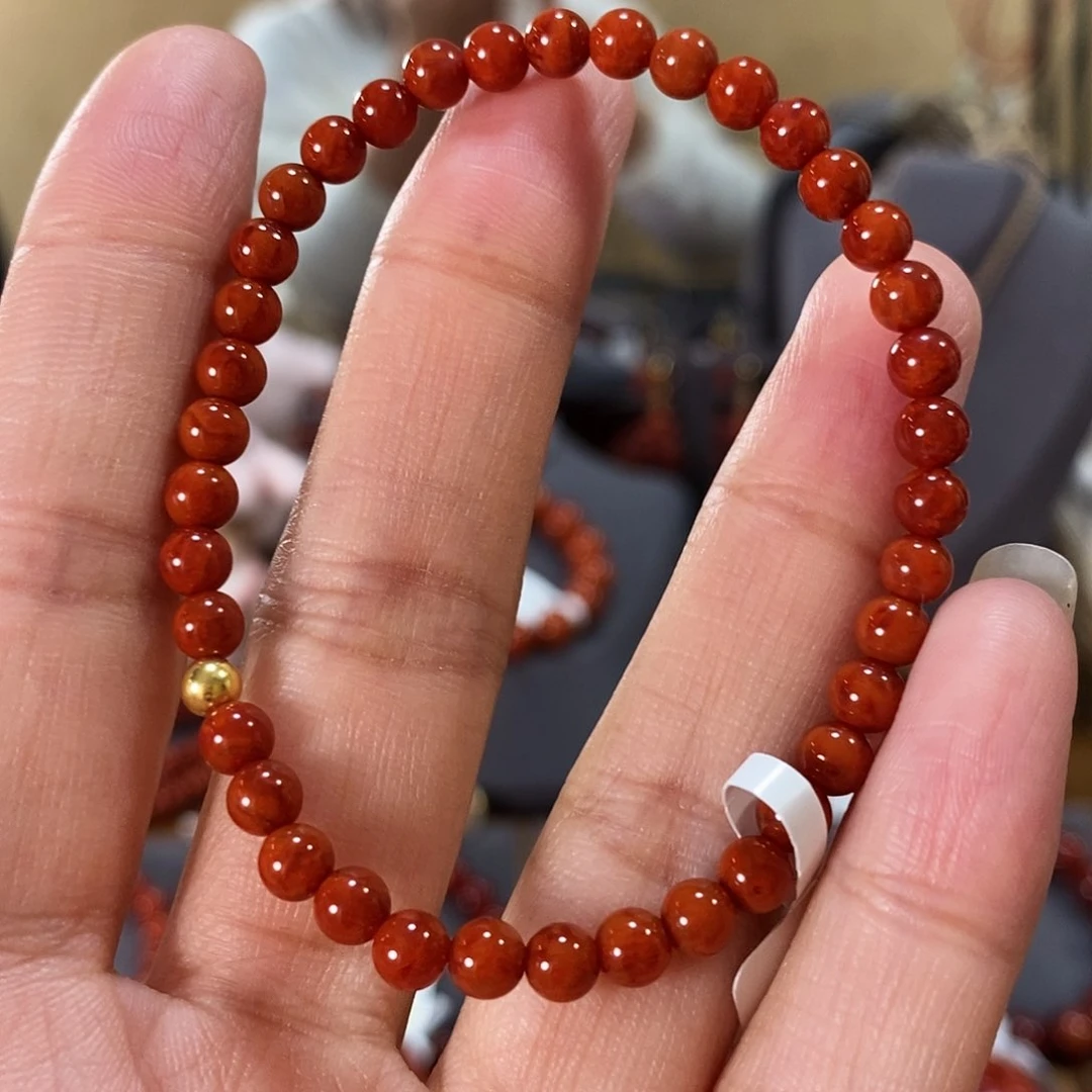 未镶嵌单圈4m m原矿南红玛瑙