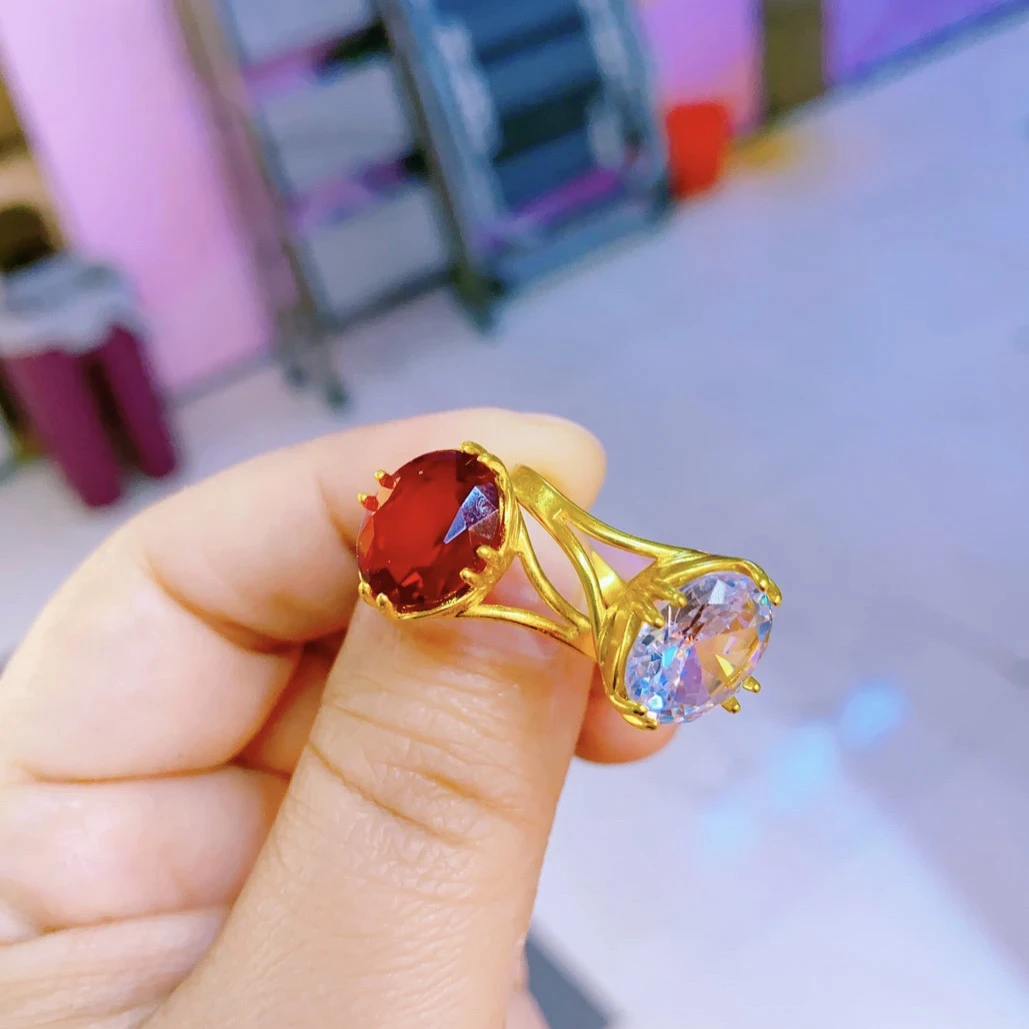 铜合金戒指 金色红宝高级戒指