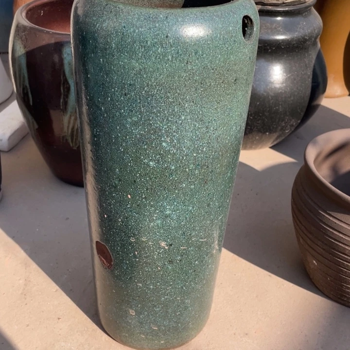 紫砂花盆高40口12瑕疵绿色18.8