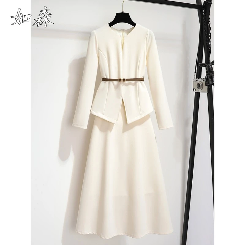 小香风连衣裙两件套女秋季2025新款早秋气质穿搭长袖职业套装裙子