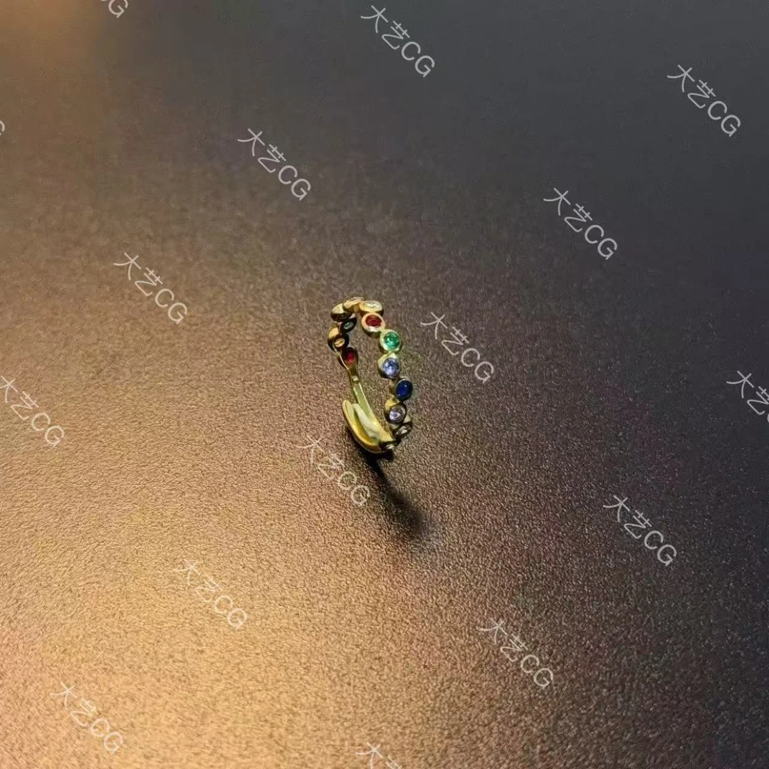 合金仿水晶戒指 超细彩色戒指百搭开口可调节复古指环RICug 0429