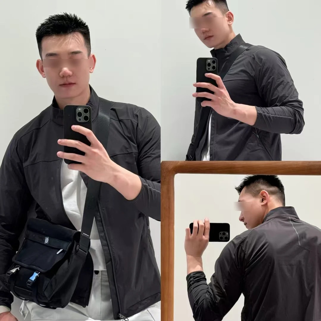 告别运动后“桑拿模式！男士户外骑行长袖上衣夜光条拉链速干衣2072