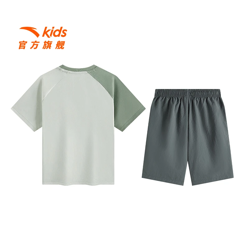 安踏儿童男小童运动套装2025夏款透气舒适儿童泰时尚两件短袖短裤