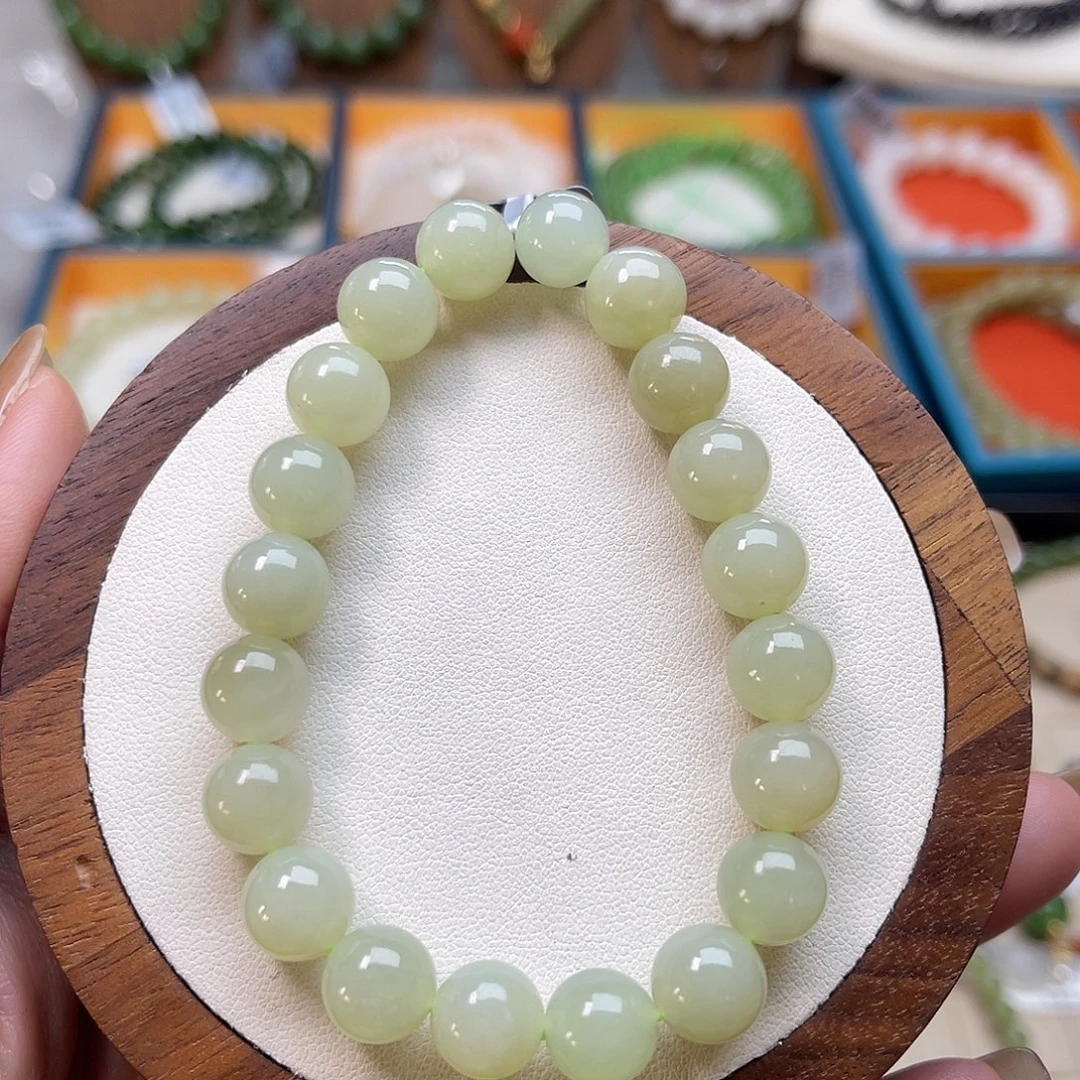 和田玉未镶嵌手串A14卡9.5