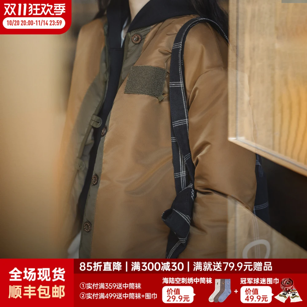 马登两面穿单排扣棉服复古休闲棒球领棉袄通勤保暖夹棉厚外套冬女