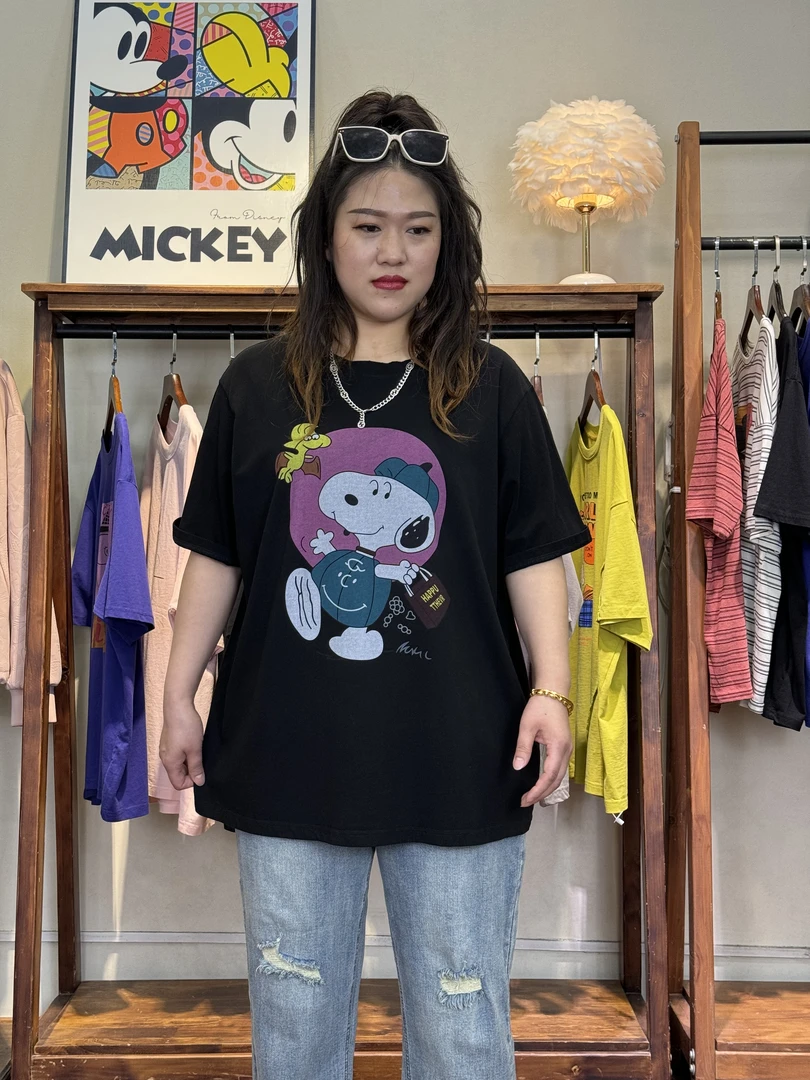 T恤-10624大码女装春夏棉质胖MM宽松破洞卡通文艺休闲百搭均码