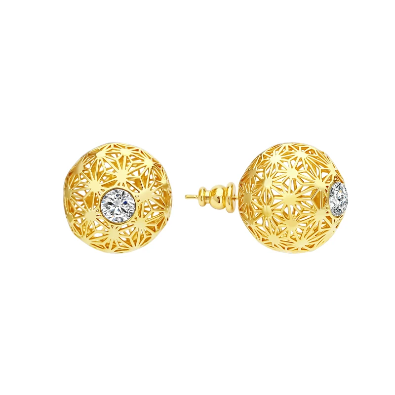 FHYlove 铜合金仿水晶耳饰 3D打印镂空系列简约瑞丽风耳钉EBR1842