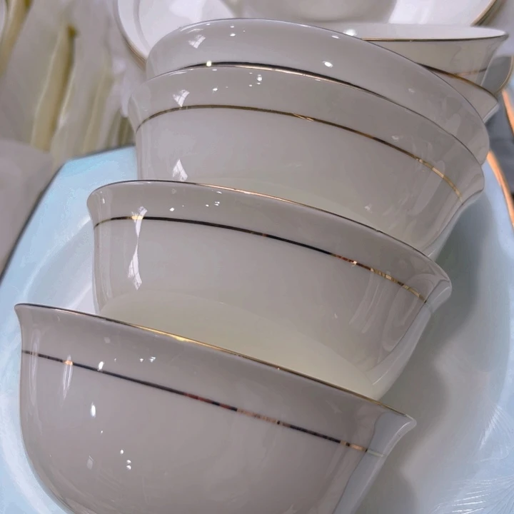 瓷片秒金高脚碗六个4.5寸微瑕