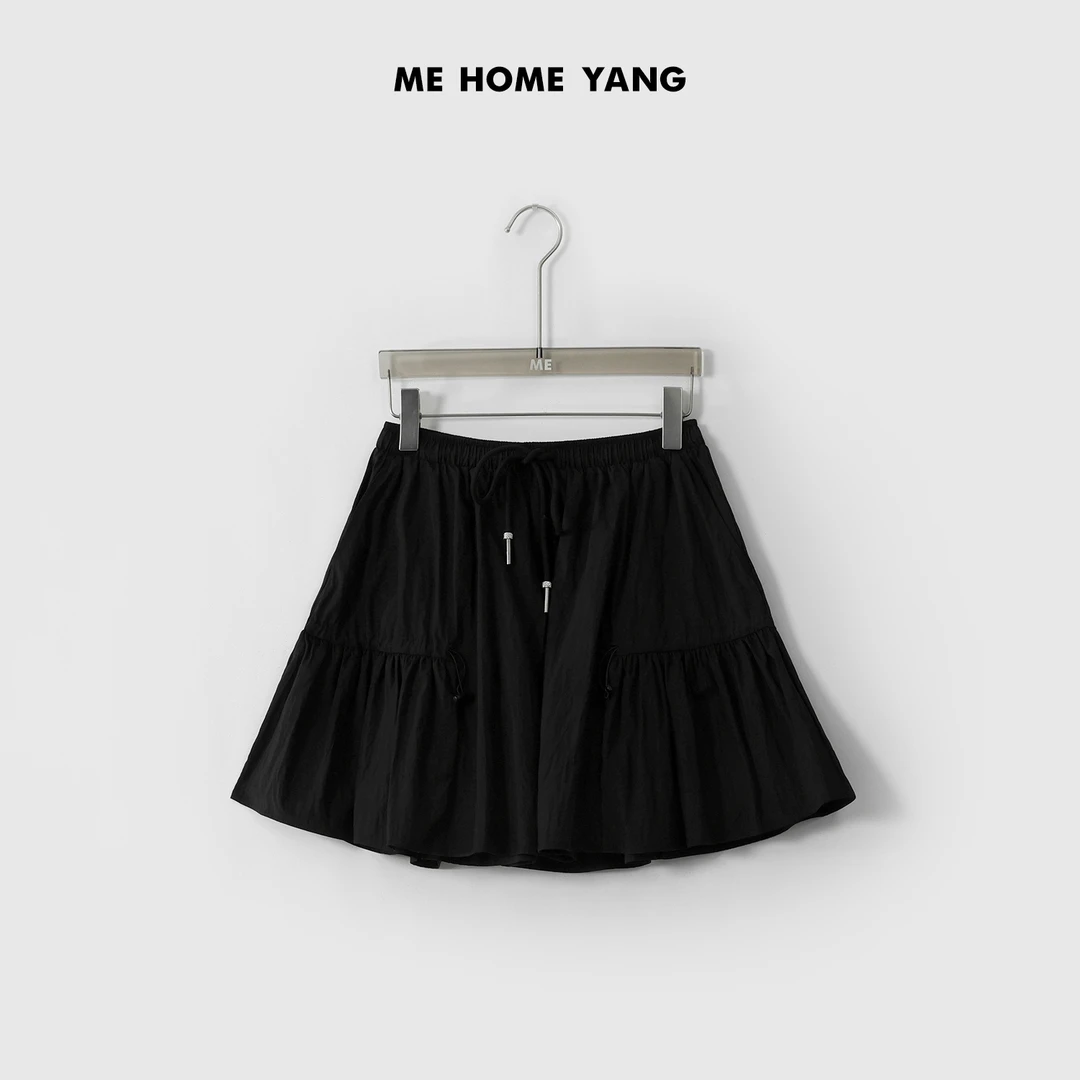 ME【抽绳裙裤】莱赛尔混纺褶皱感高腰显瘦百搭时尚半身裙MESS2486