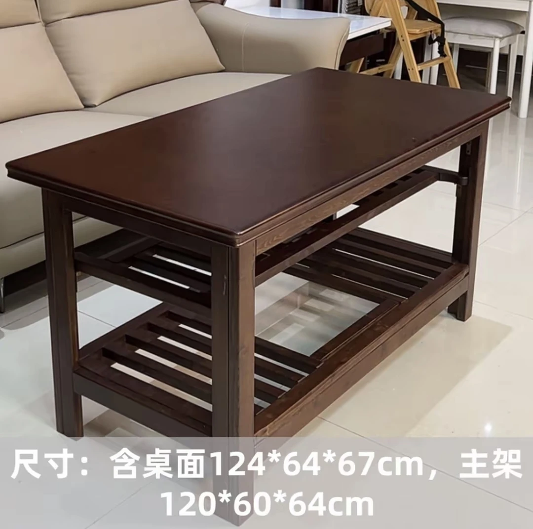 湘周记实木烤火架胡桃色可折叠进口松木烤火桌