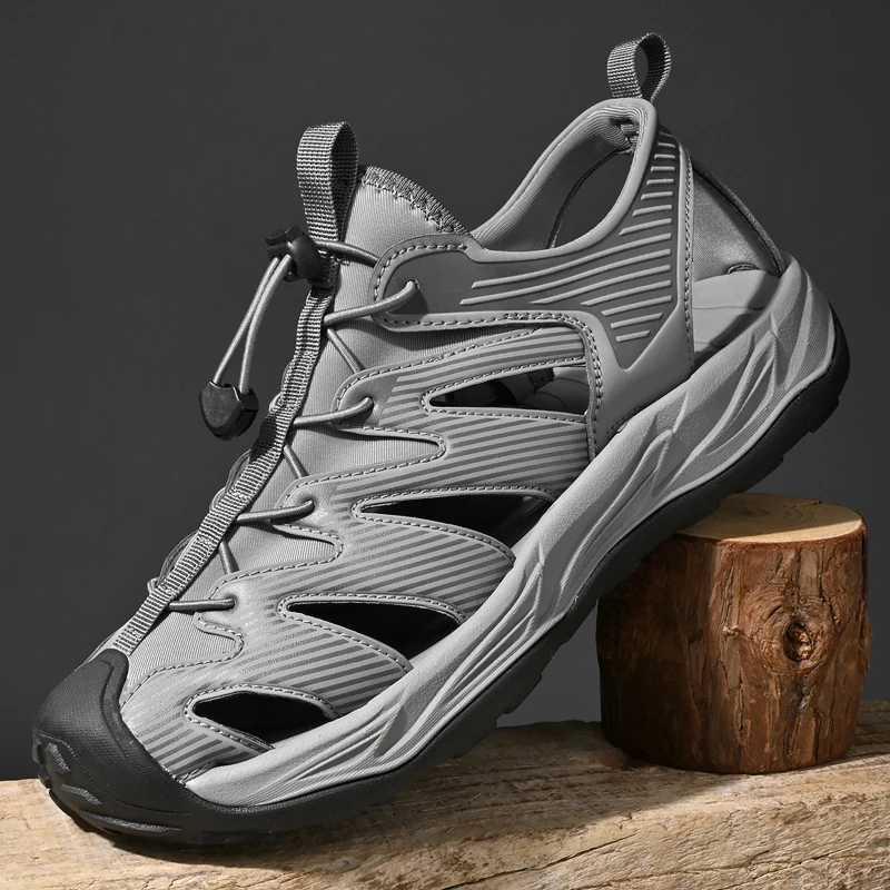 骆斑步2025夏季新款包头凉鞋透气户外沙滩鞋爆款潮流防滑休闲男鞋