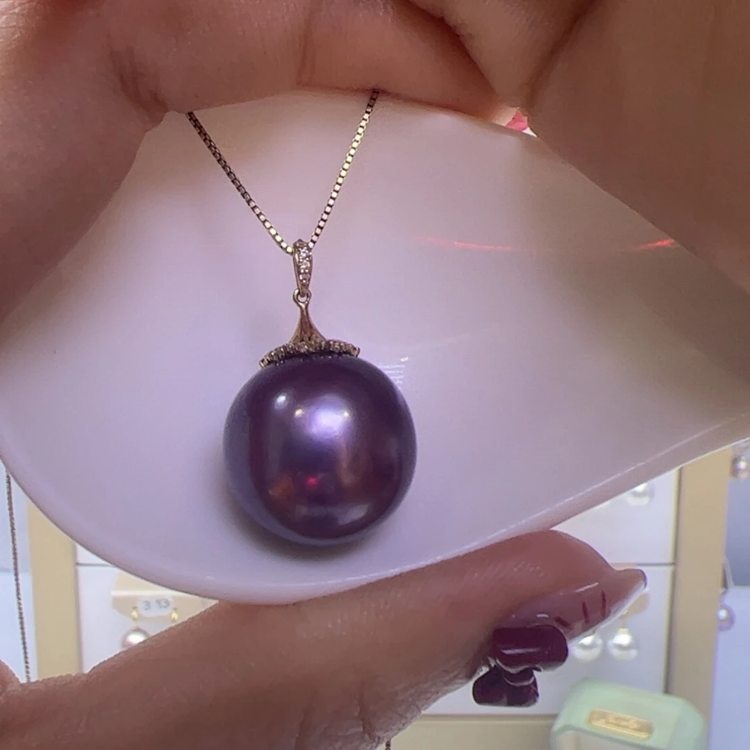 淡水珍珠吊坠(赠链)18K金镶嵌