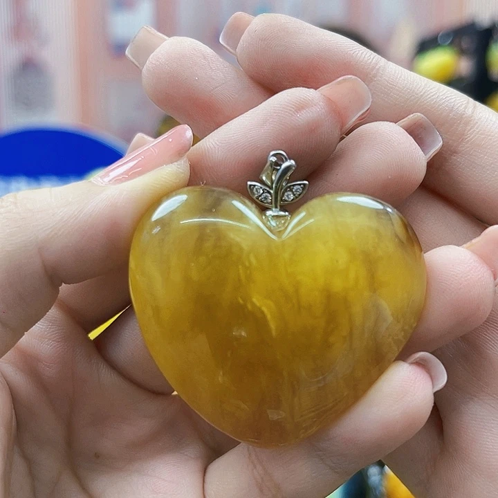 琥珀银S925镶嵌颈饰吊坠