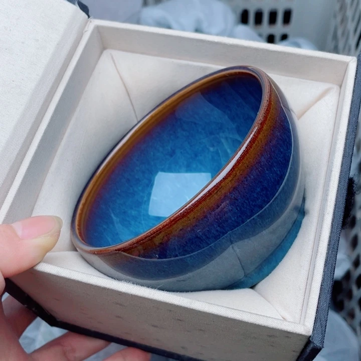 茶盏建窑建盏主人杯回蓝钵钵