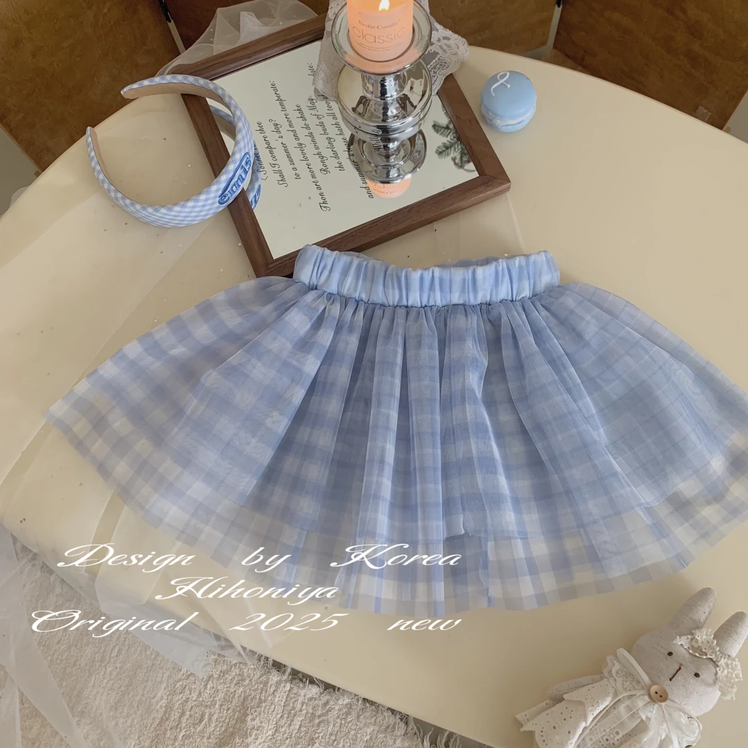 【蓝格屁帘】五Hihoniya~2025春季亲子款蓝色格子洋气韩版屁帘