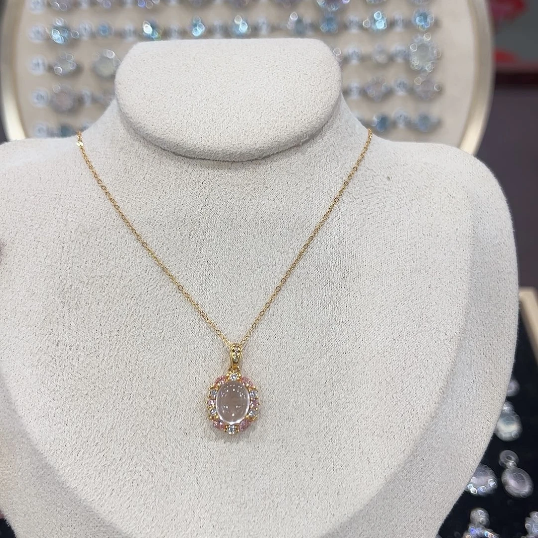 银S925镶嵌芙蓉石颈饰