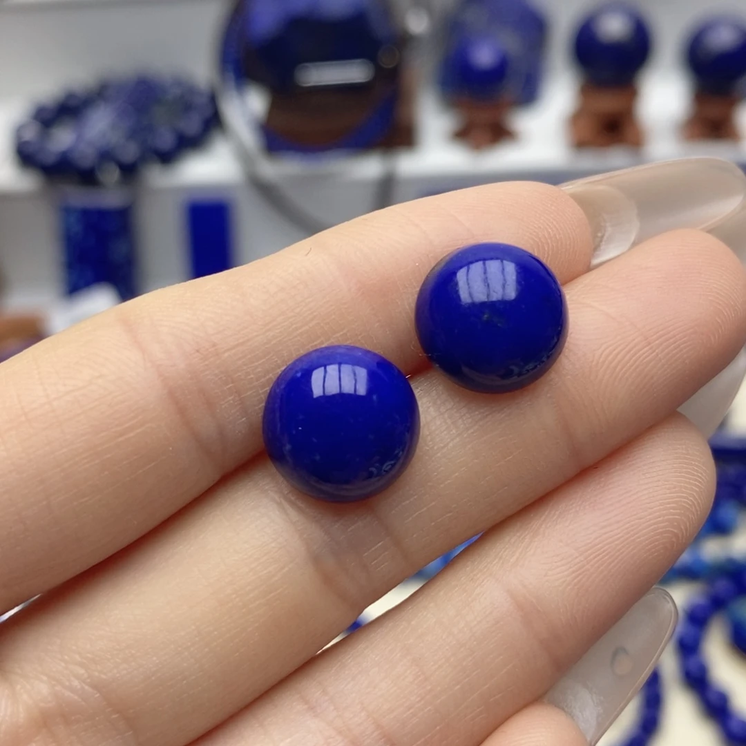 青金石未镶嵌耳饰12mm