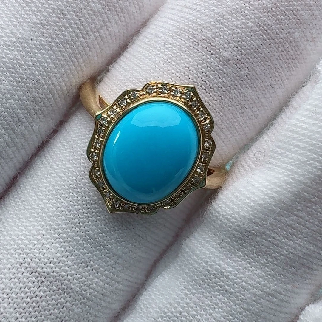 绿松石18K金镶嵌戒指