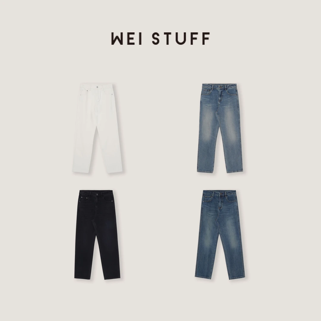 WEI STUFF  “极简主义” 时尚百搭直筒休闲四色牛仔裤 10358