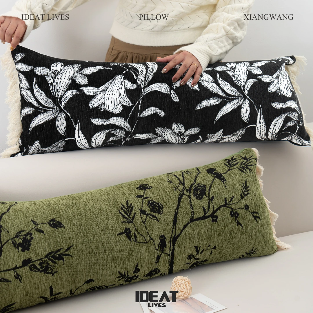 法式复古长条抱枕床头沙发加长腰靠新中式绿色腰枕侧睡夹腿靠枕套