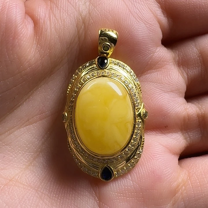 蜜蜡银S925镶嵌吊坠(不含链)吊坠