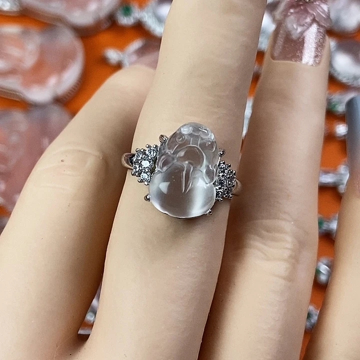 石英质玉银S925镀金镶嵌颈饰