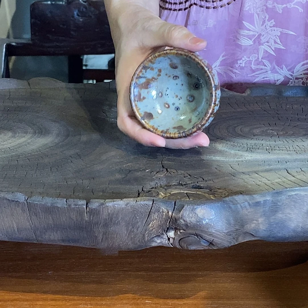 山下竹灰金斑陶杯