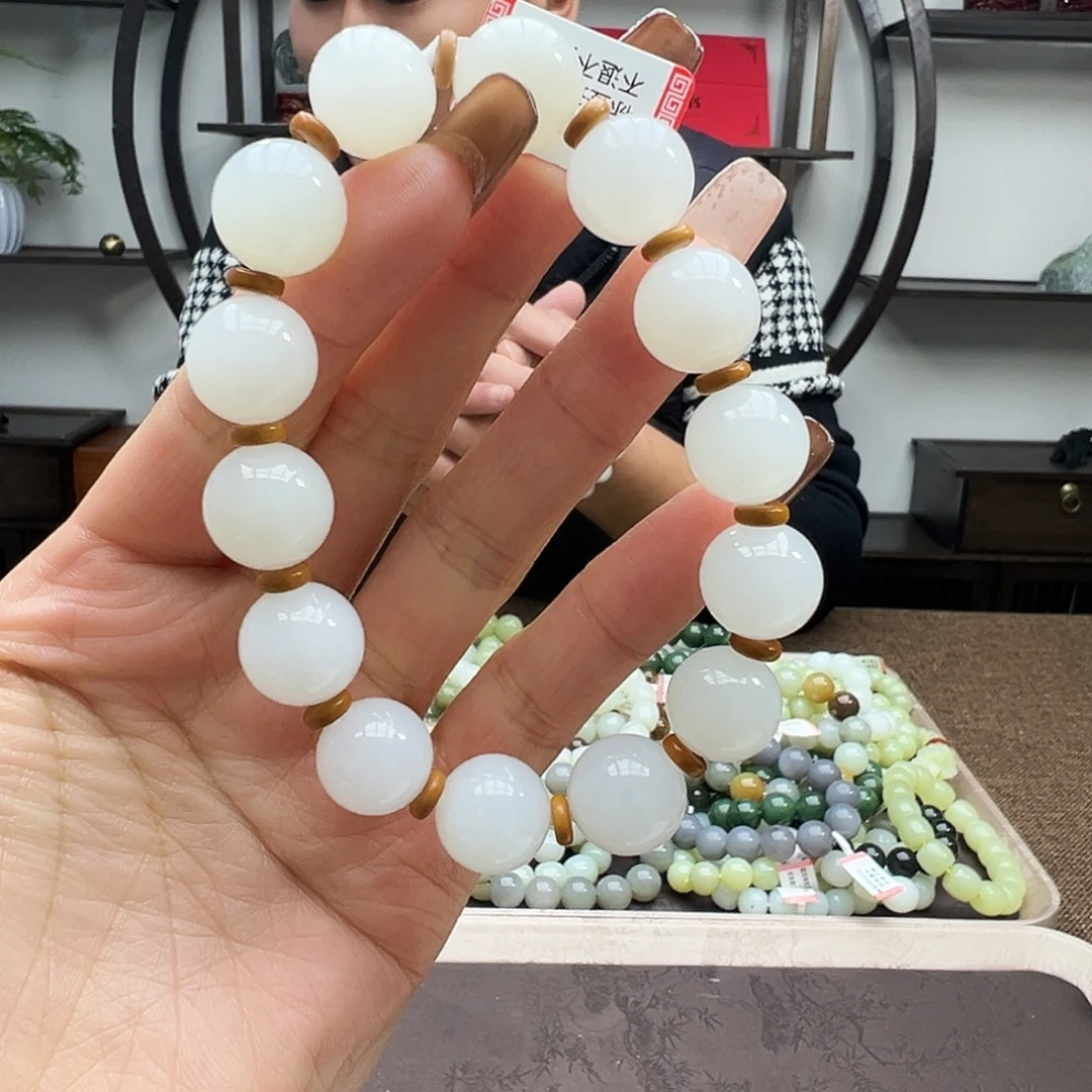 和田玉未镶嵌手链14天泰料