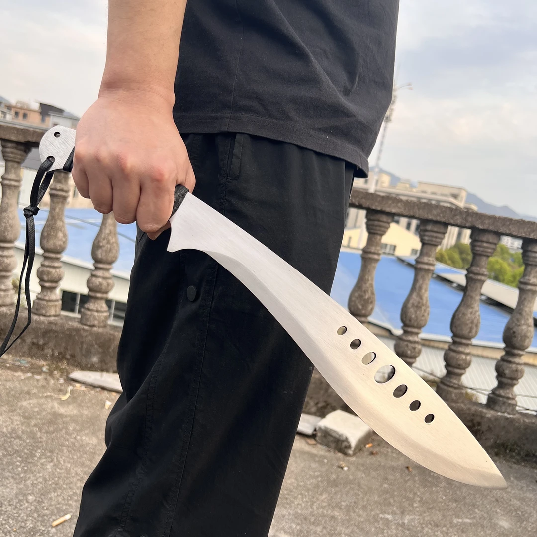 ZD七孔尼泊尔龙泉刀剑火车轨道钢刀车载防身户外清刀唐横刀未开刃