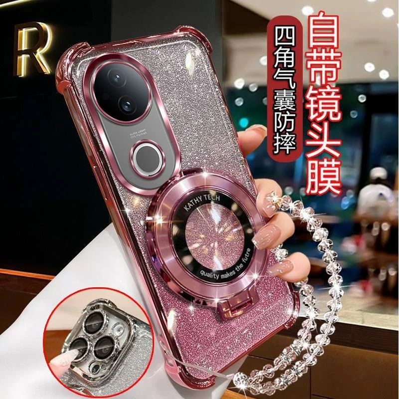 气囊防摔vivoS20手机壳V2429A高质量镜头全包闪粉CD支架轻奢女款