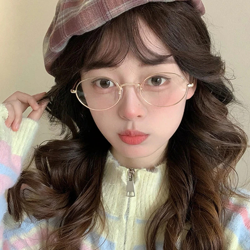 韩系椭圆大框眼镜纯欲ins女款素颜神器老师斯文败类近视可配度数