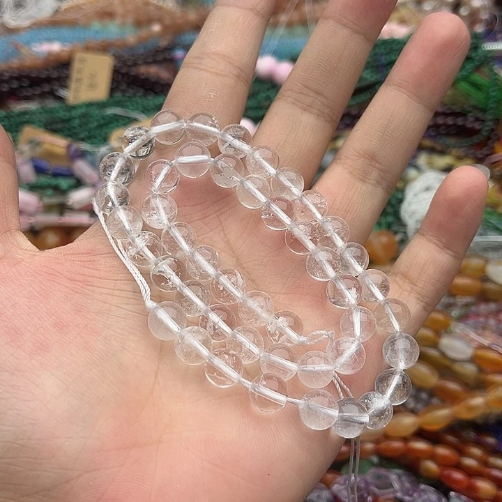 玛瑙/玉髓未镶嵌珠宝半成品一条8mm左右白水晶带棉