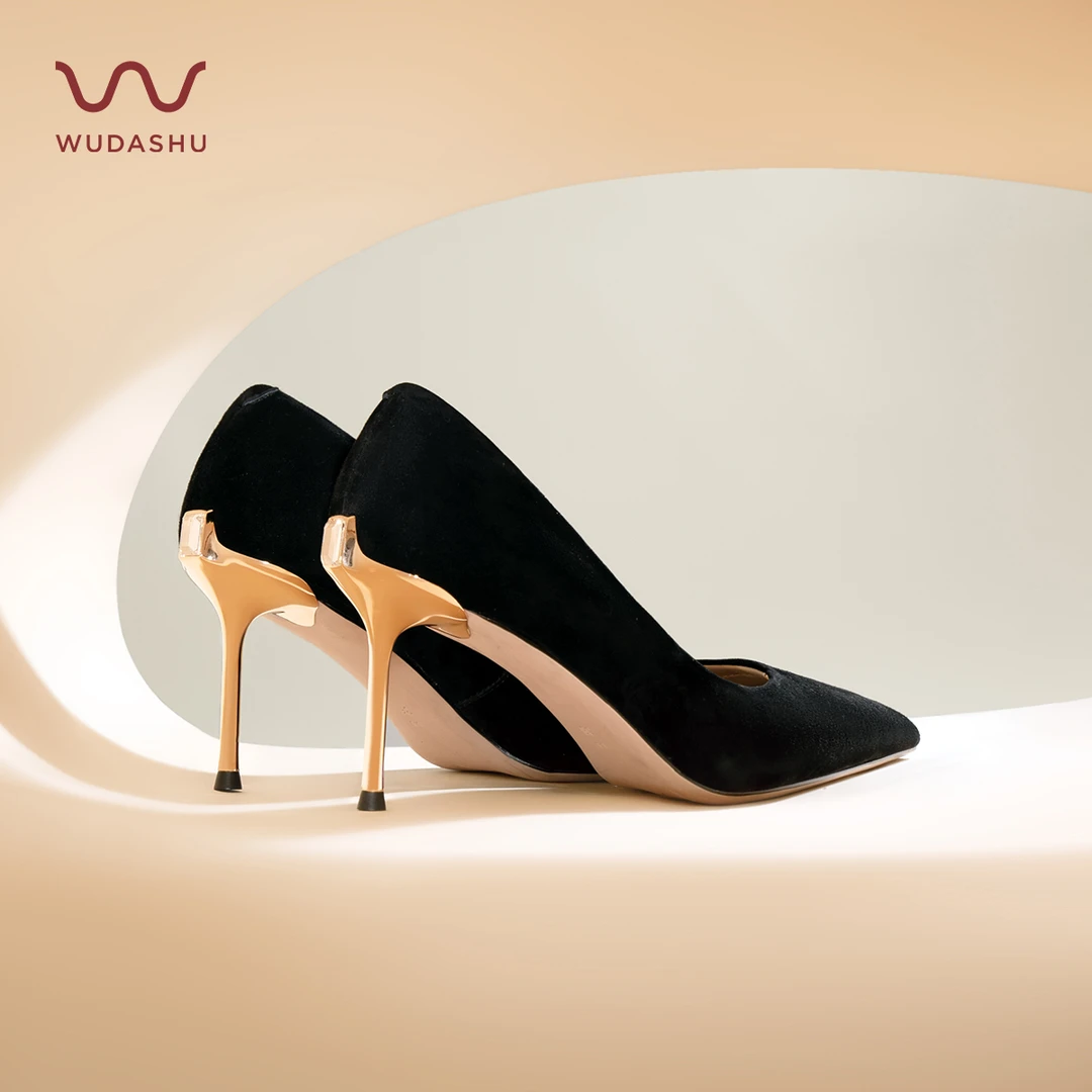 【WUDASHU气垫】红云鞋性感欧若风尖头金属纯欲风单鞋细跟高跟鞋