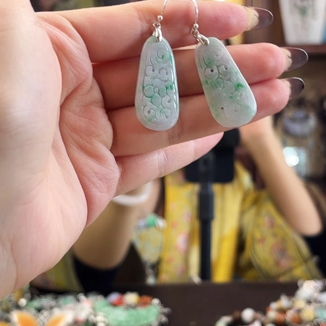 翡翠未镶嵌耳饰窗花耳饰