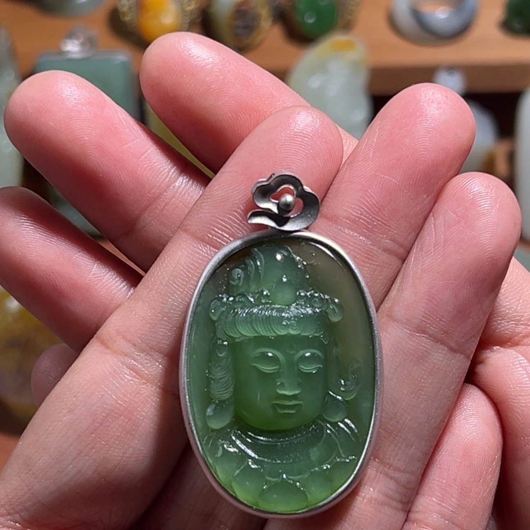 和田玉银S925镶嵌颈饰