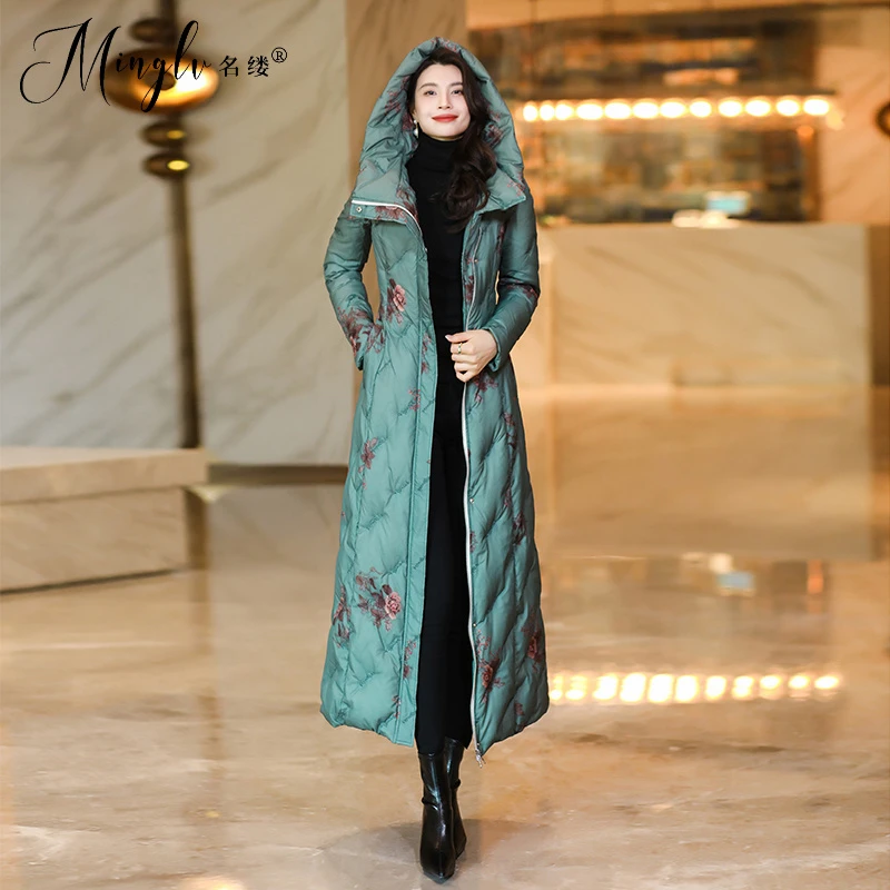 长款羽绒服女2025新款显瘦高端奢华连帽过膝高级感加厚保暖外套