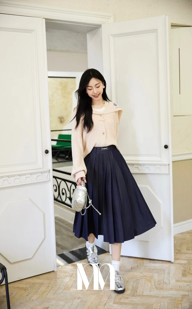 A型常规款常规百褶裙高腰半身裙套装百搭国风芭蕾风