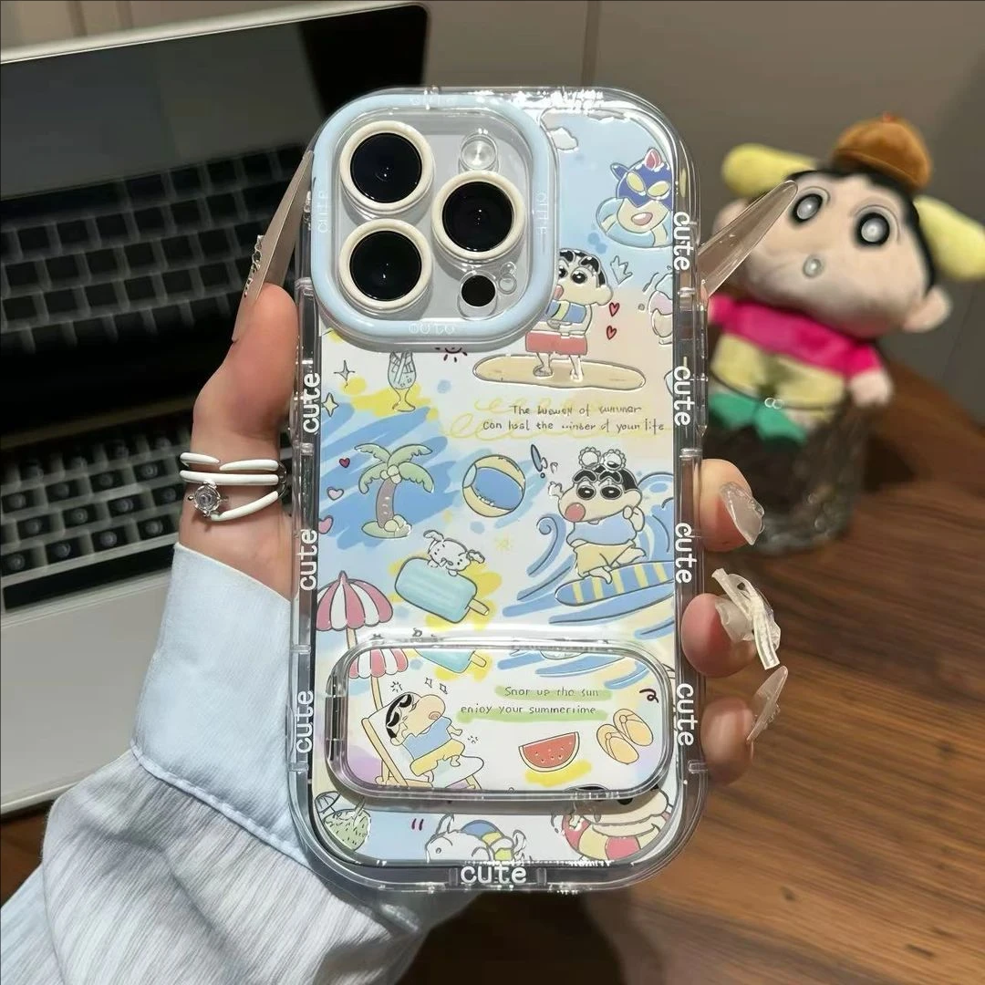 适用iPhone14/15/16promax沙滩度假小新支架壳华为Pura80pro新款