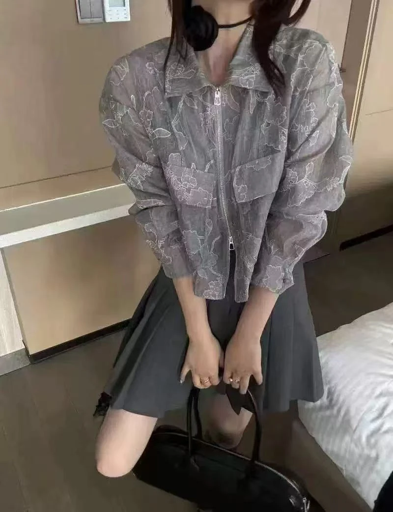 薄款欧货短款开衫外套气质防晒衣衬衫