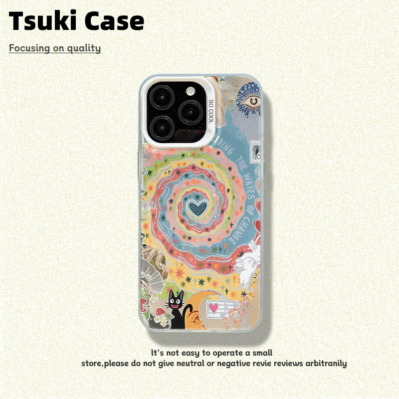 【彩银】旋涡爱心适用于苹果16promax华为vivo小米oppo防摔手机壳