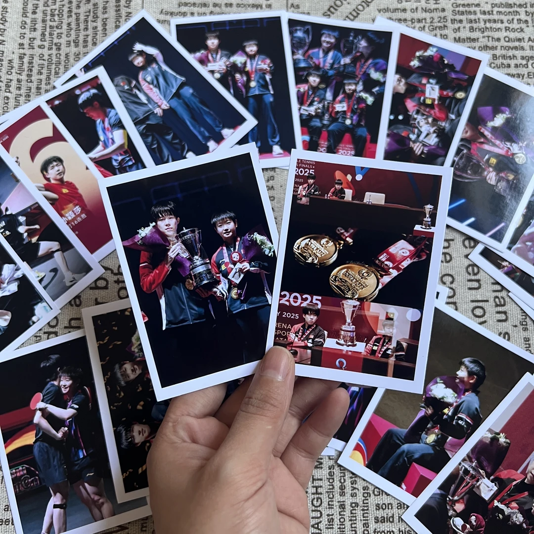 多哈世乒莎头组合照片莎莎大头周边拍立得明信片3456寸照片收藏