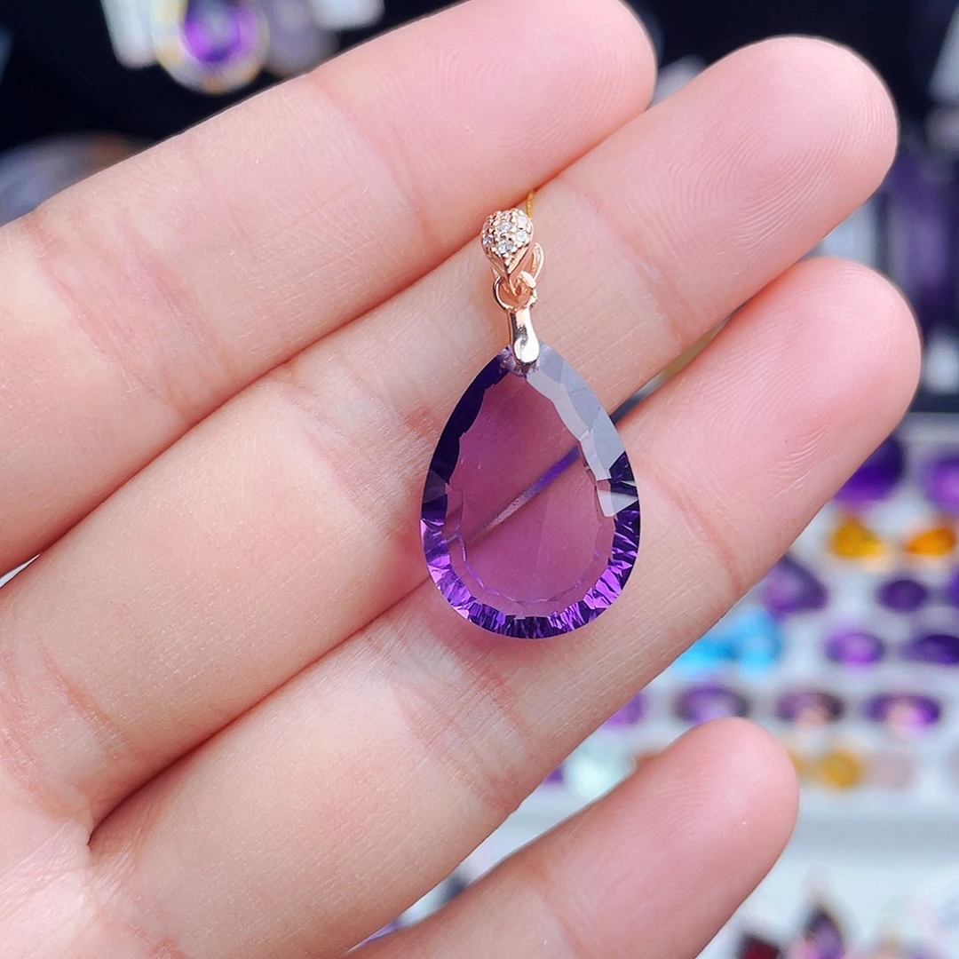 颈饰银S925镶嵌紫晶天然保真