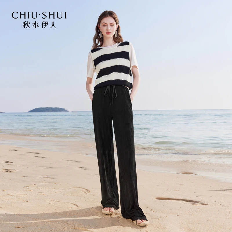 【丽公主】秋水伊人经典高腰直筒休闲裤针织长裤624202D080267