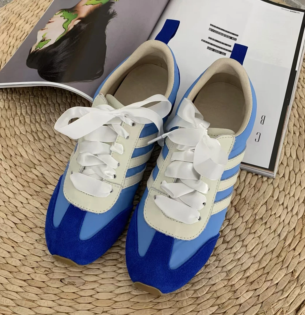 LNDG高端定制新款小众设计感丝绸感系带平底小白鞋板鞋LNDG88A088