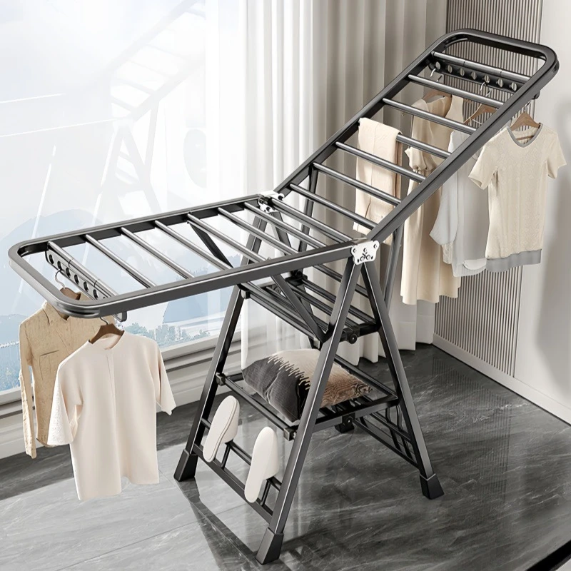 折叠晾衣架落地家用卧室阳台晒衣架室内婴儿凉晒挂衣杆晒被子神器
