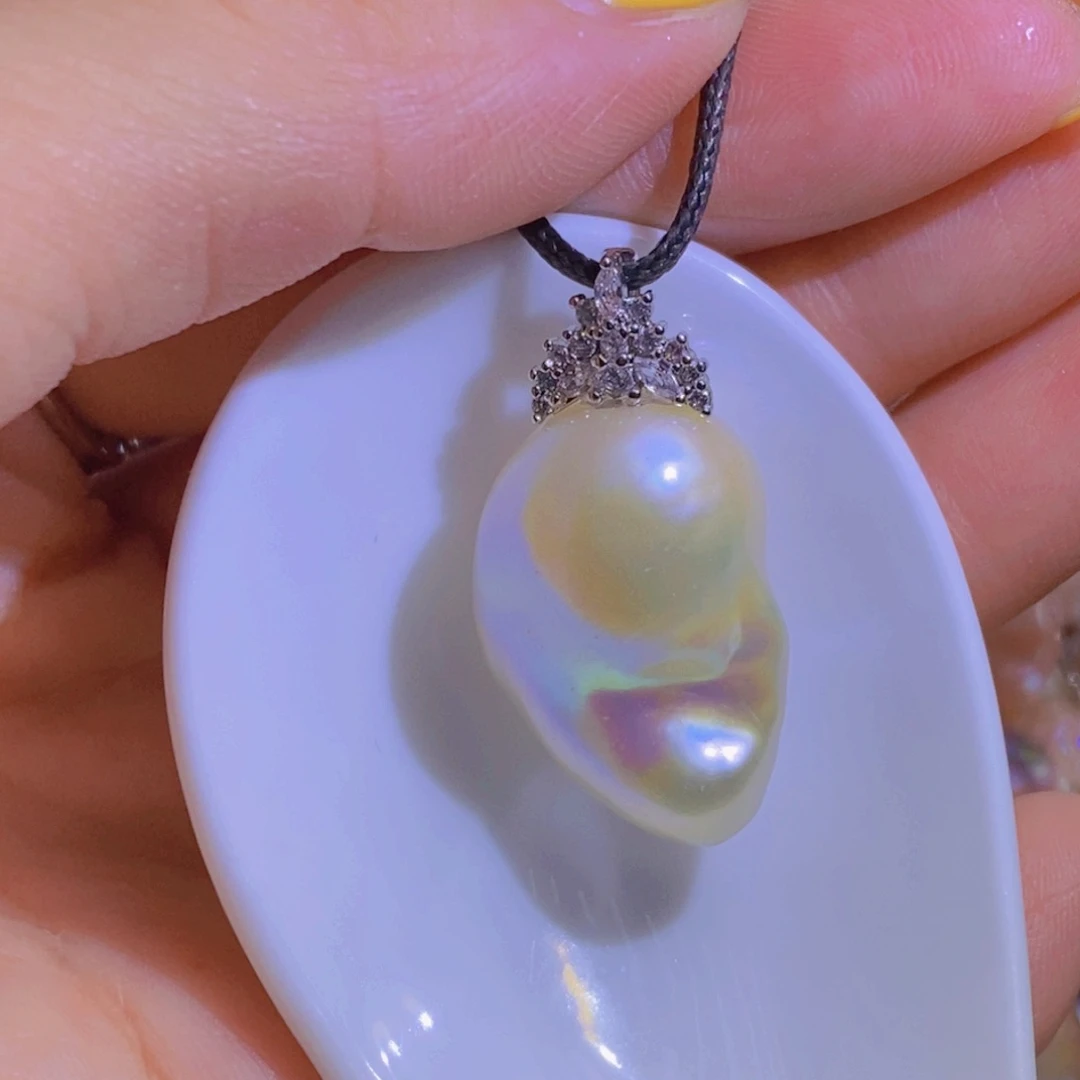 银S925镶嵌淡水珍珠微瑕