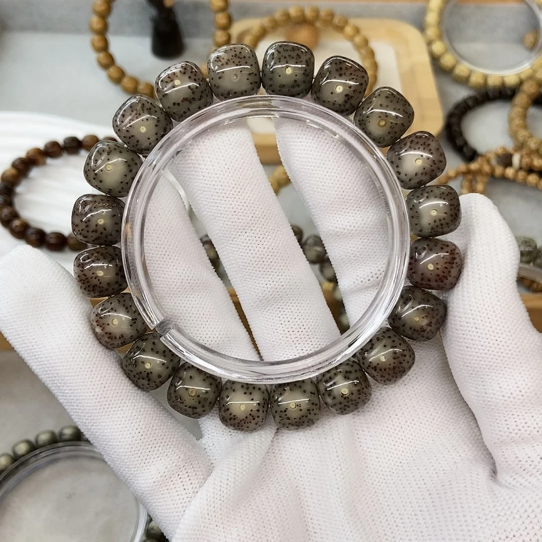 星月菩提手串12黑玻璃